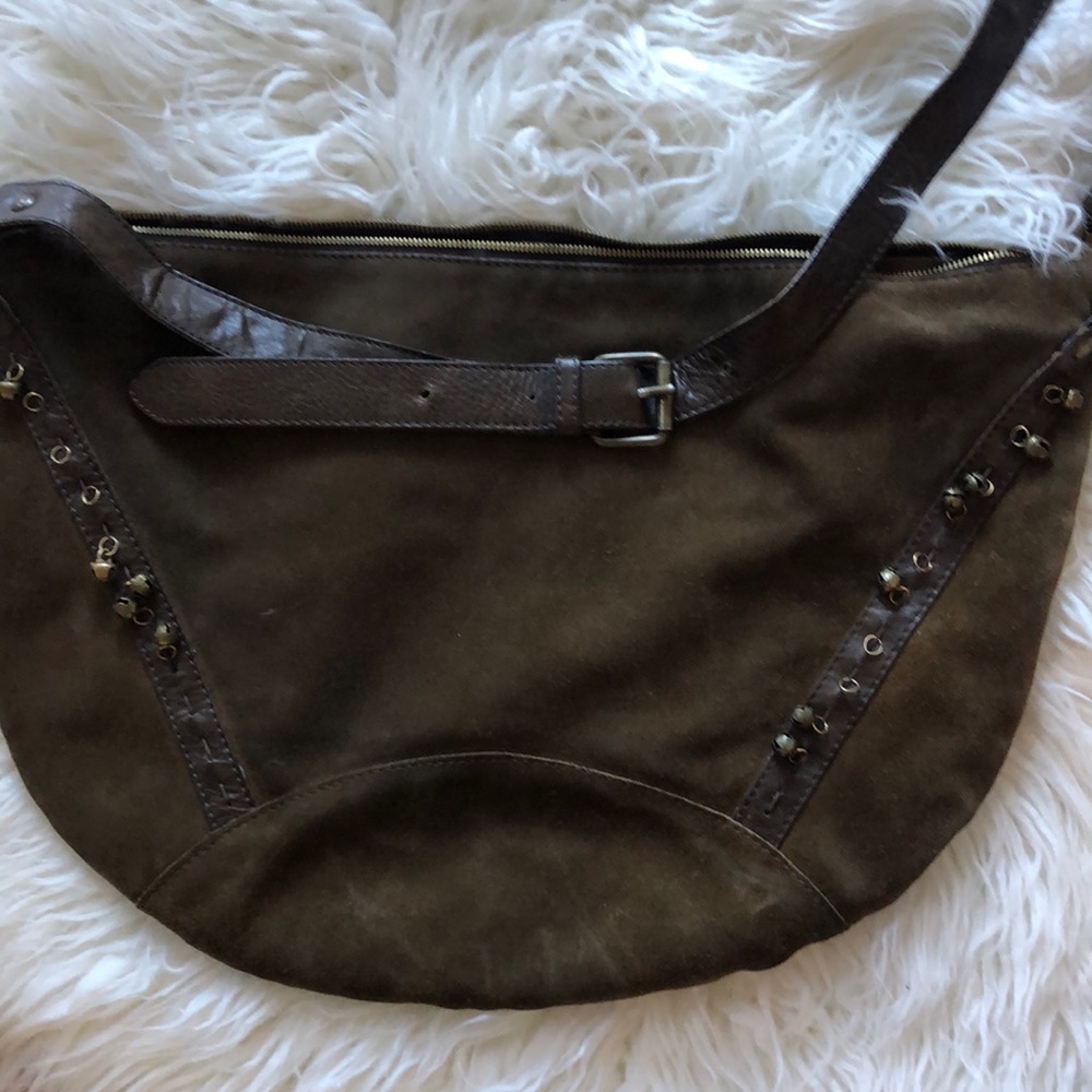 Large Leather and Suede Purse with Bells